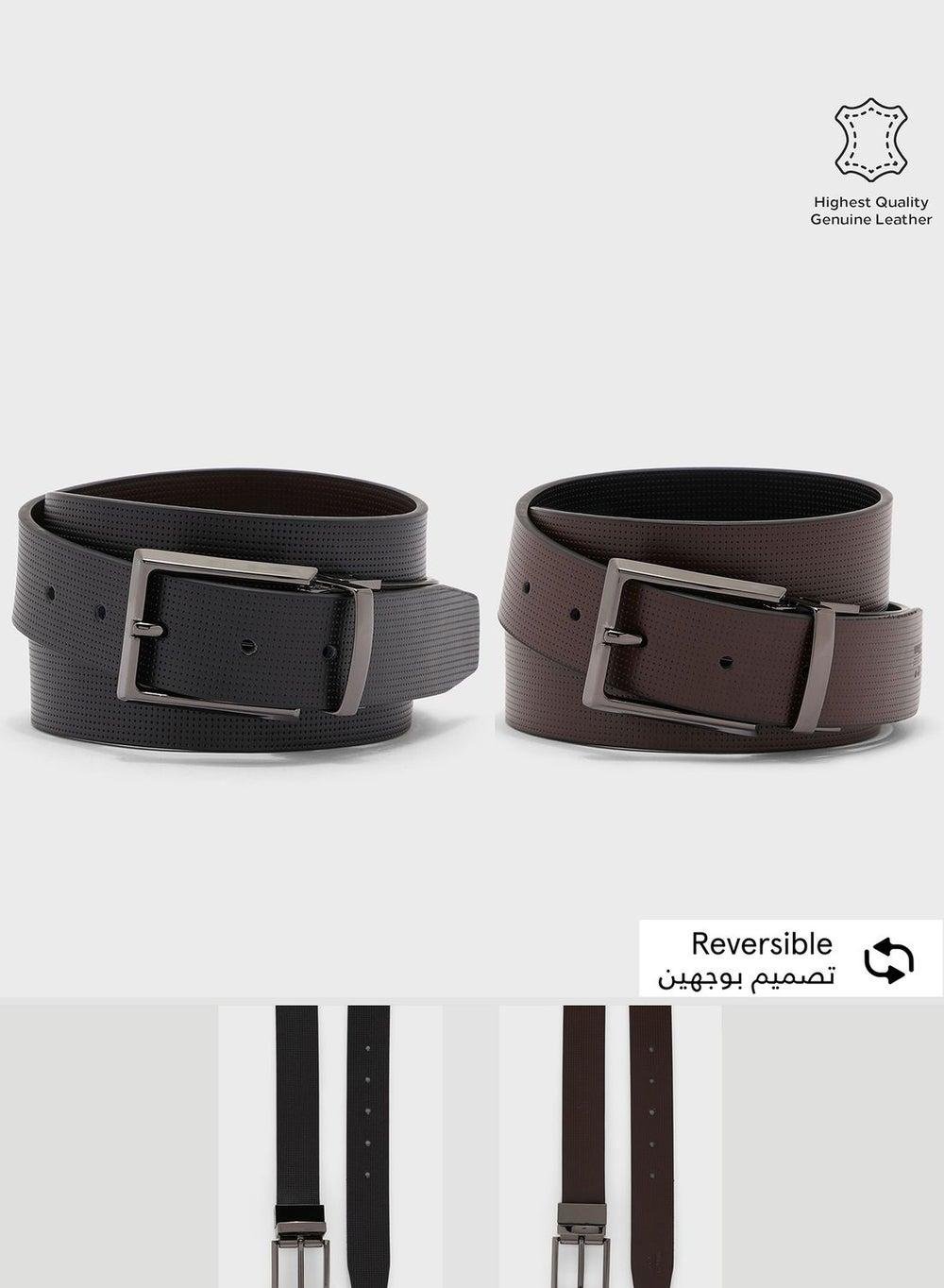 Db01 Reversible Leather Belt with Pin Buckle - Image 1