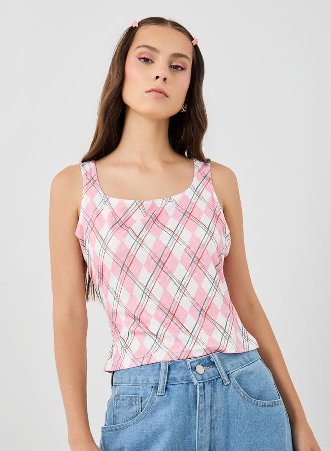 Take Two Pink Graphic Square Neck Top - Image 1