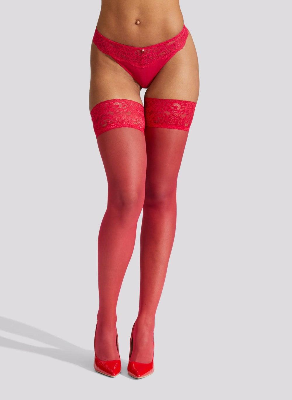 Ann Summers Glossy Lace Top Hold Ups - Image 1