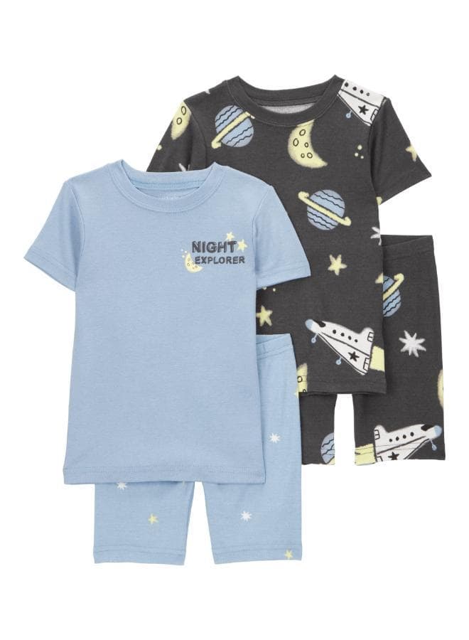 Toddler Boys Printed 4PC Cotton Pyjama Set 2S388510 - Image 1
