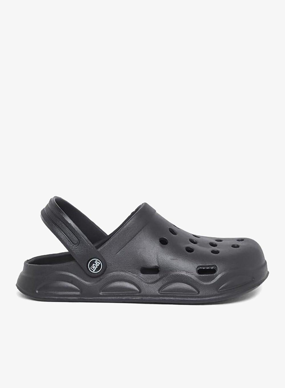Vamp Perforated Black Slip-On Flat Clogs - Image 1