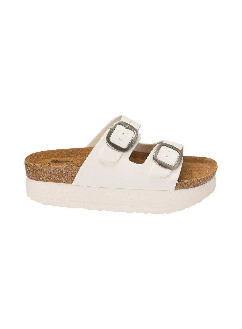 Bata White Strap Platform Sandals with Buckle - Image 1