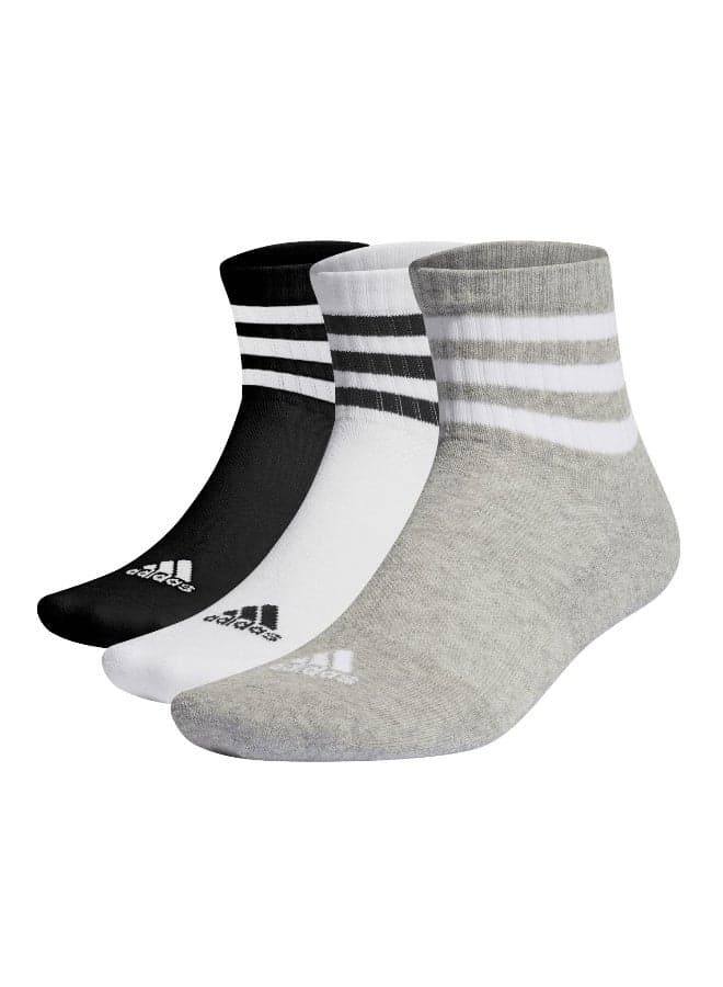 Adidas 3S Cushioned Mid-Cut Socks 3-Pack - Image 1