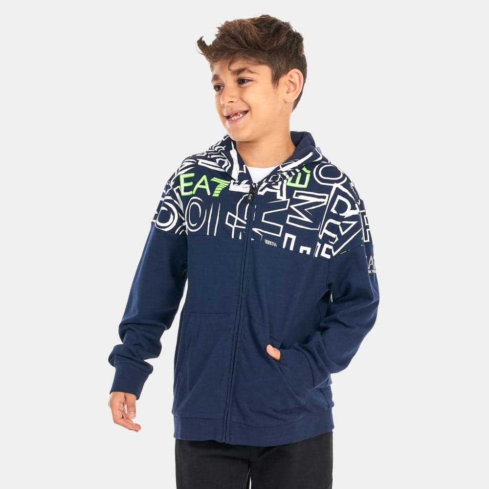 Kids Logo Series Full-Zip Cotton Hoodie Blue - Image 1