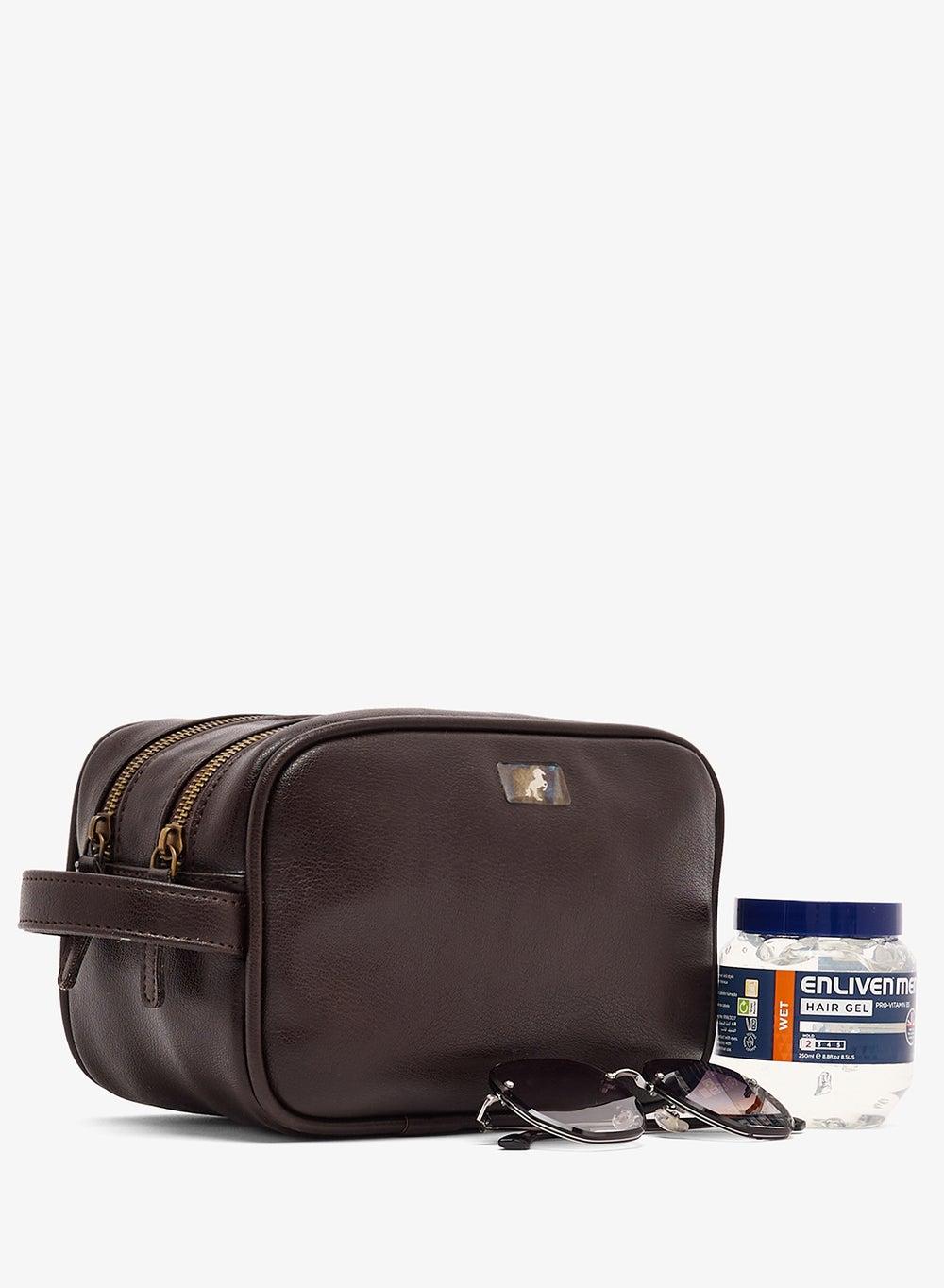 Dual Compartment Brown Wash Bag Phk101 - Image 1