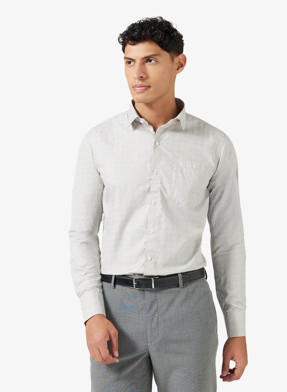 SC 3700GY Grey Striped Regular Fit Shirt - Image 1