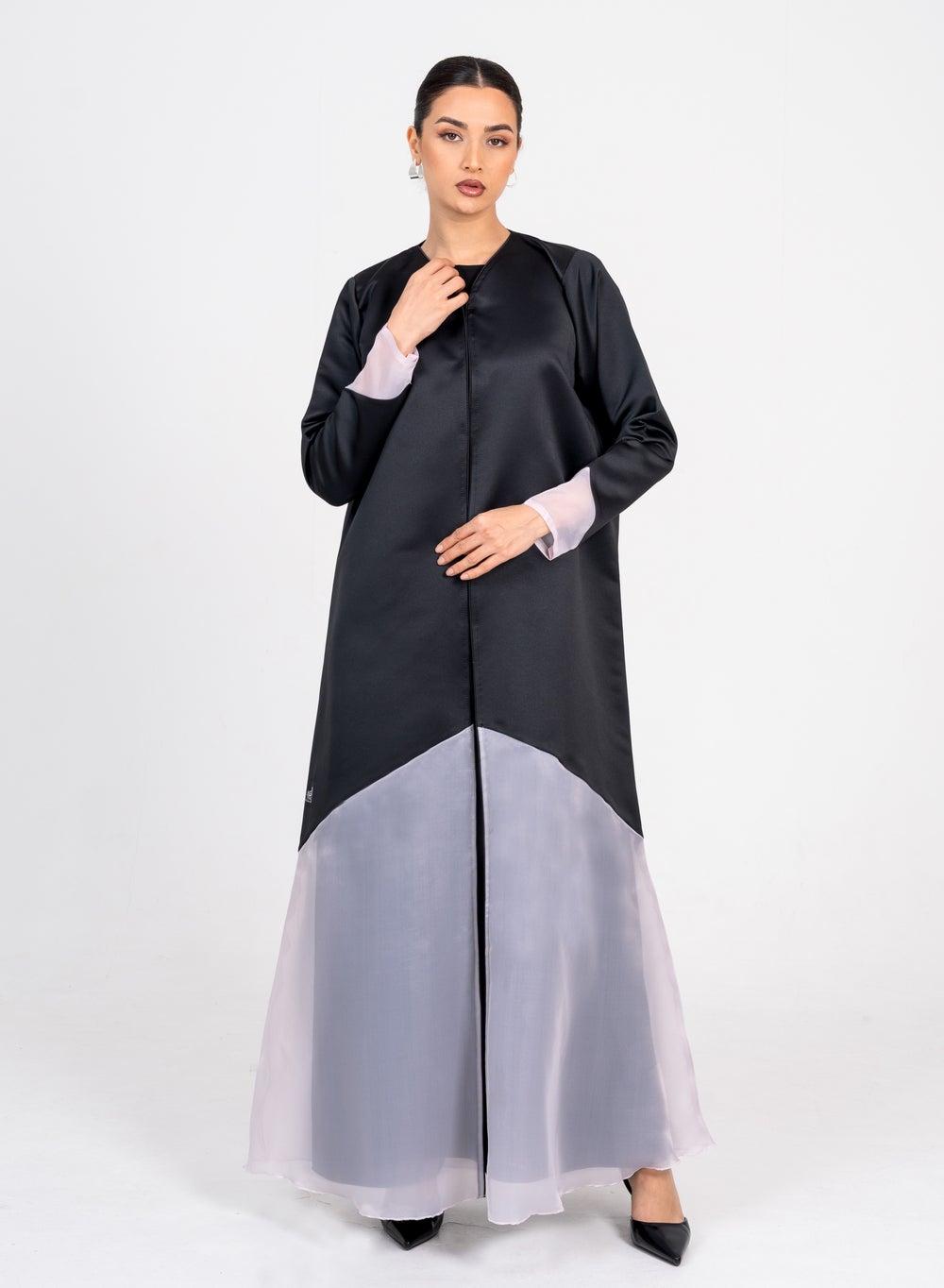 Black R 202519 Silk Organza Abaya - Image 1