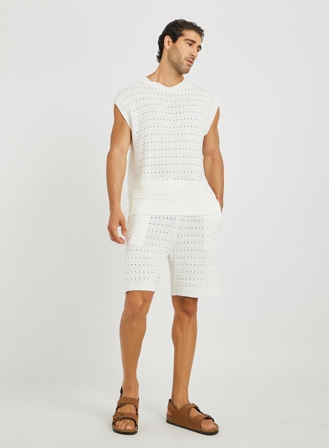 Limited Crochet Knit Co-Ord Set Relaxed Fit White - Image 1