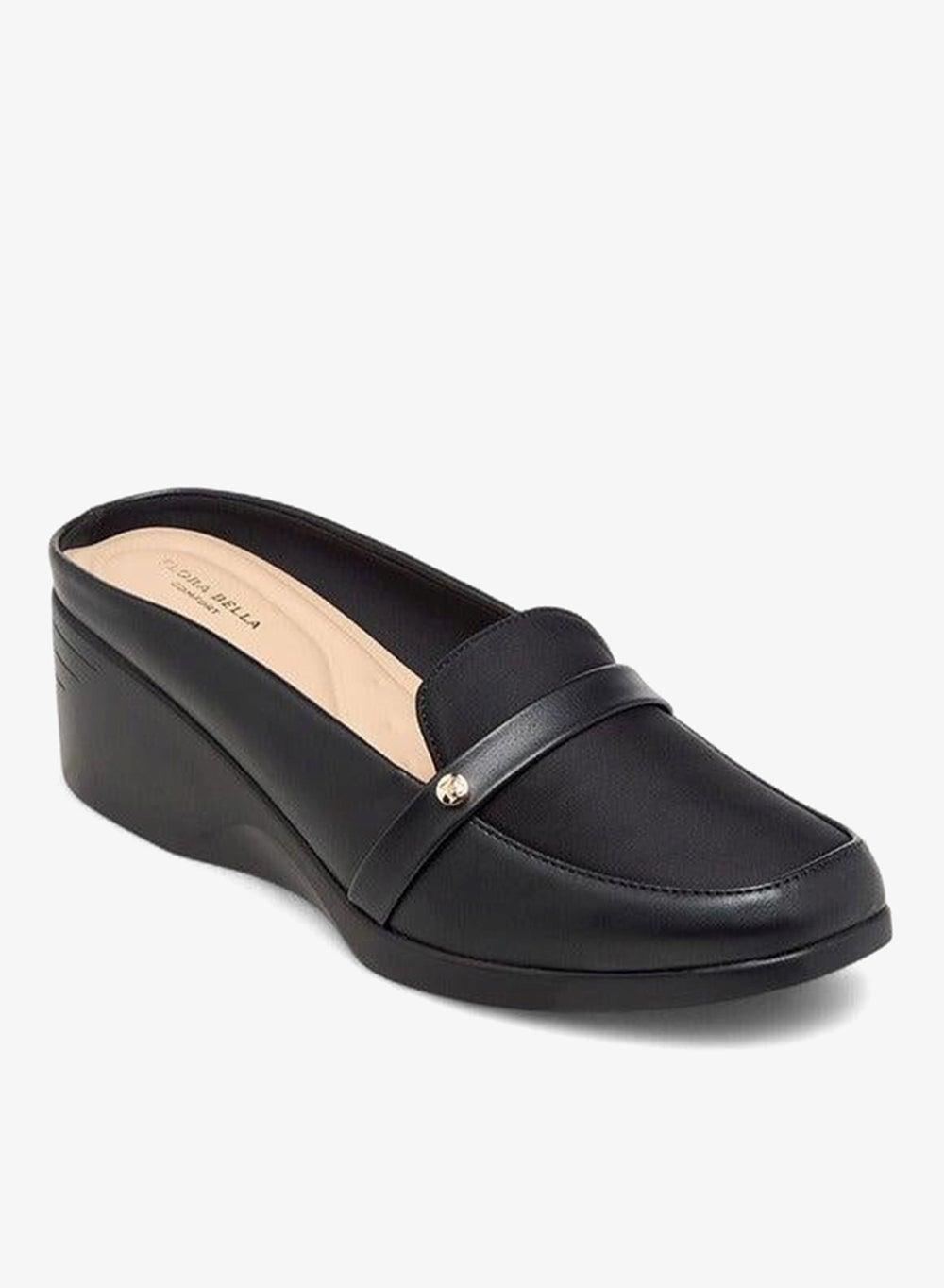 Ak M24929 Black Wedge Heel Slip-On Mules - Image 1