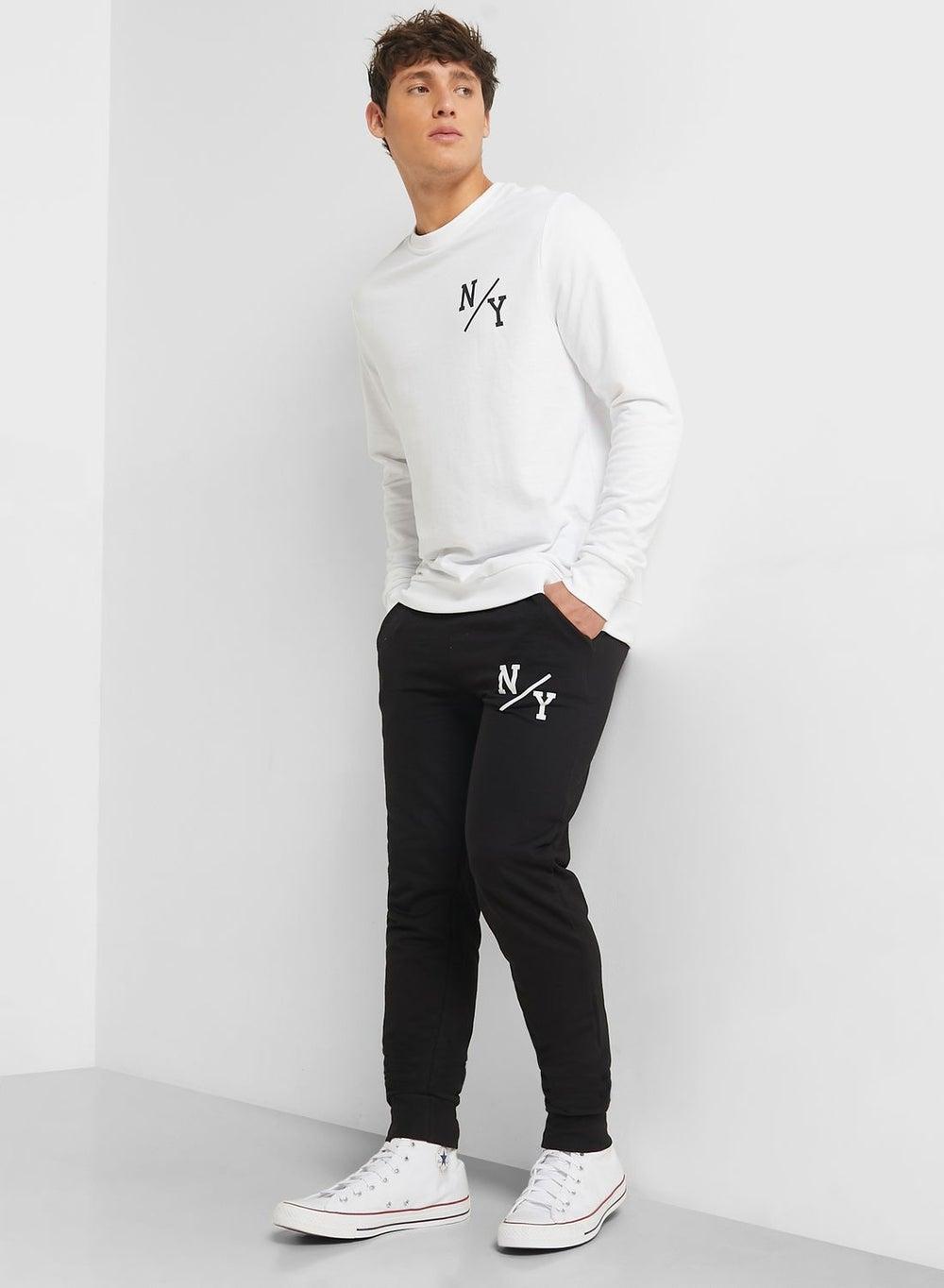 NY Contrast Print Sweatshirt & Joggers Set - Image 1