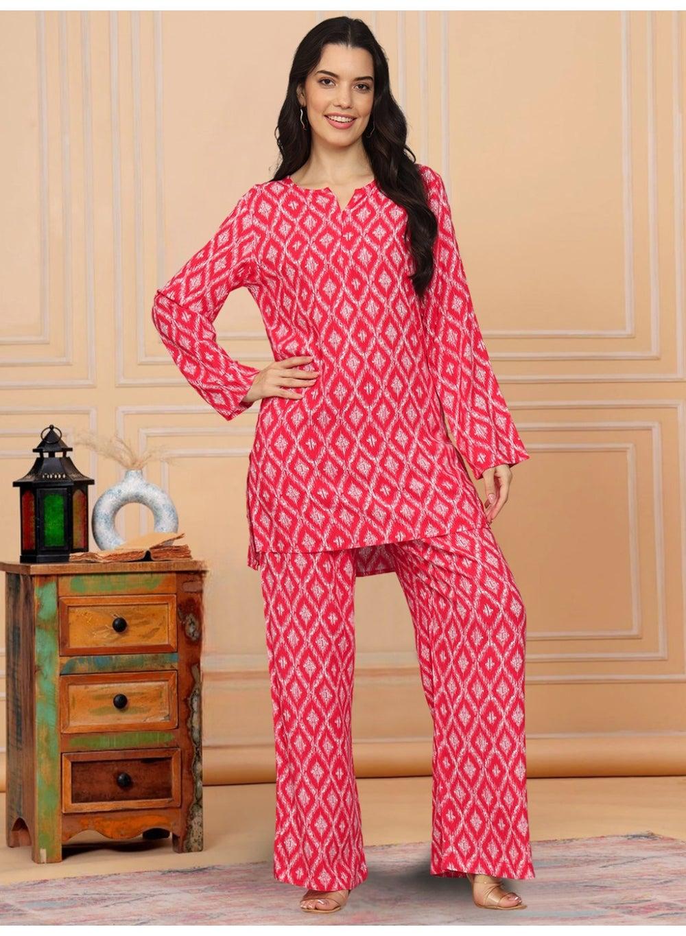Chikankari Printed Rayon Co-Ord Set AL4000 - Image 1