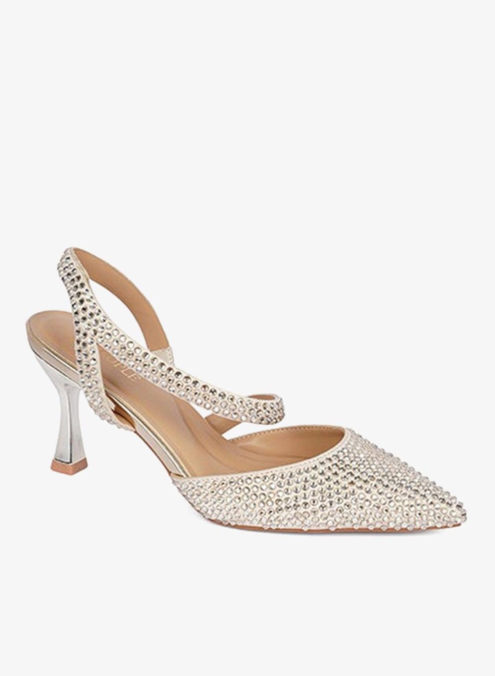 Embellished Mid Heel Slingback Mule Pumps - Image 1