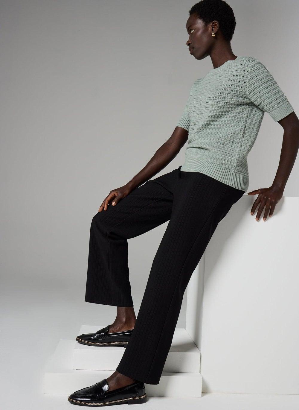 Et Vous Black Ribbed Mini Trousers - Image 1