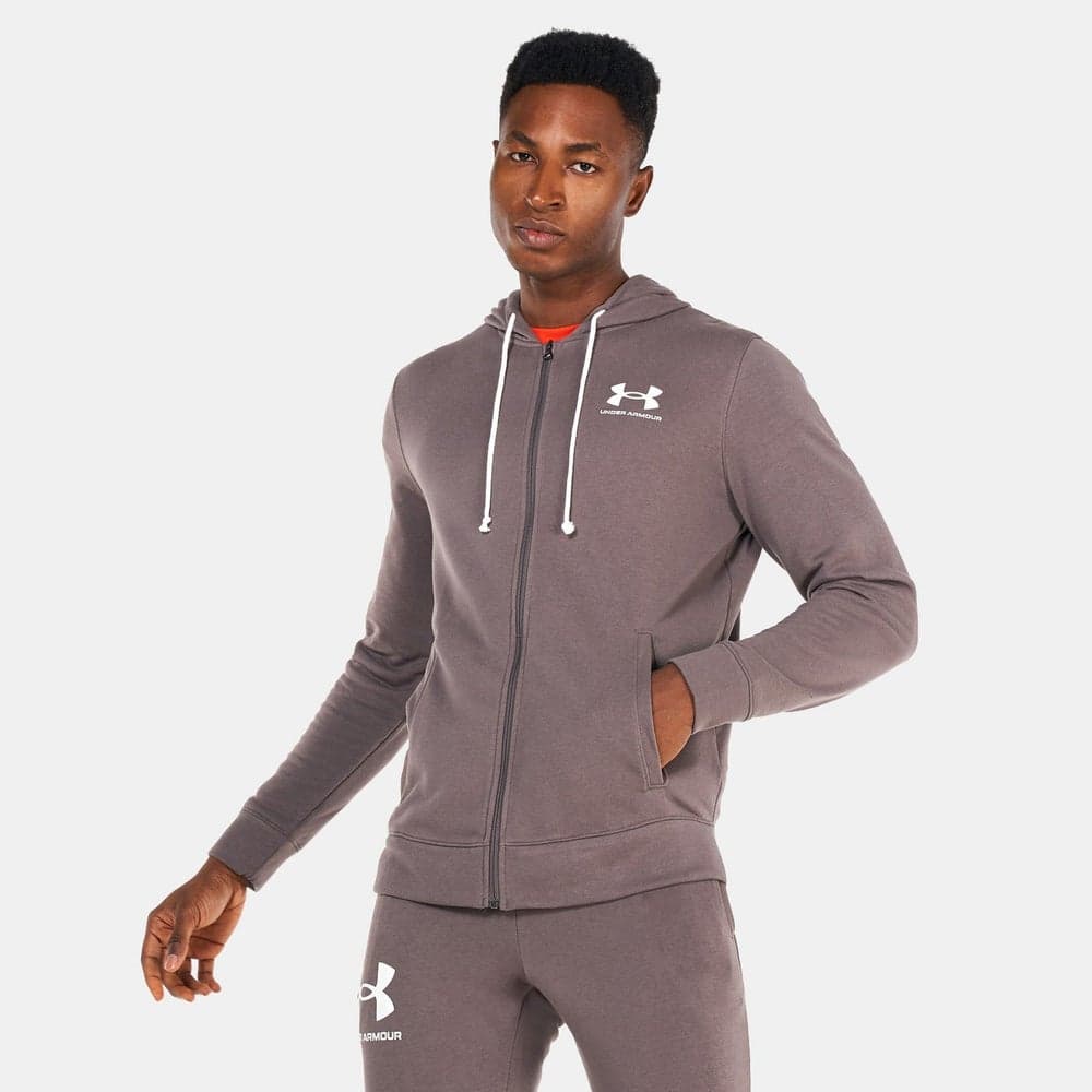 UA Rival Terry LC Full Zip Hoodie Grey - Image 1