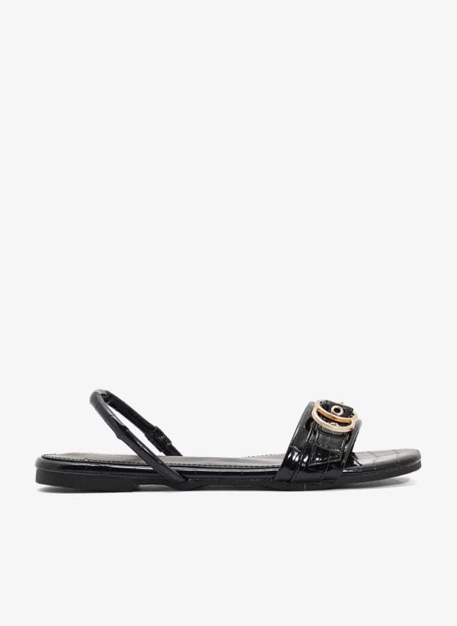 X2503 127 Black Slingback Flat Sandal - Image 1