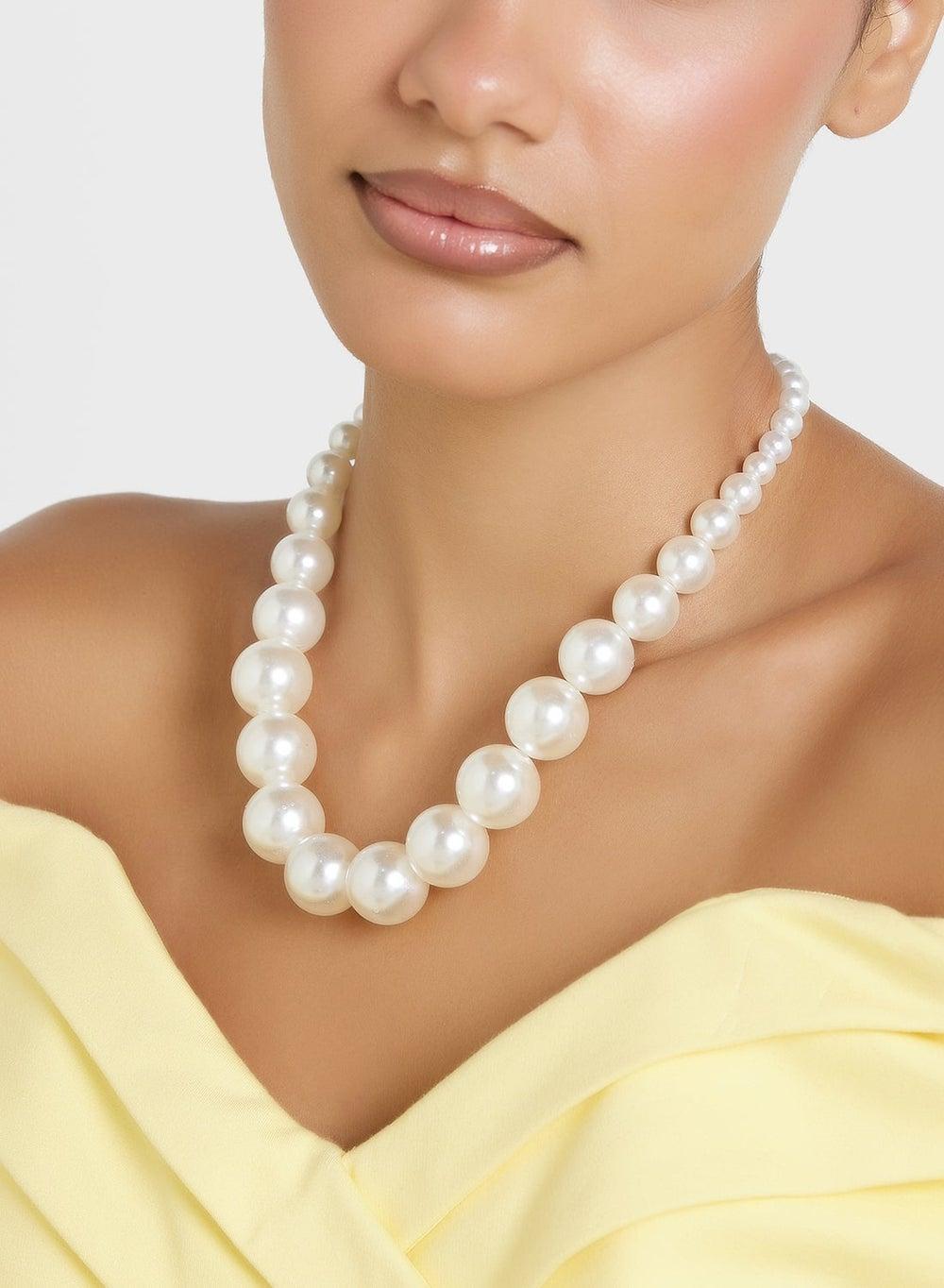 Fj241221 Classic White Pearl Choker Necklace - Image 1