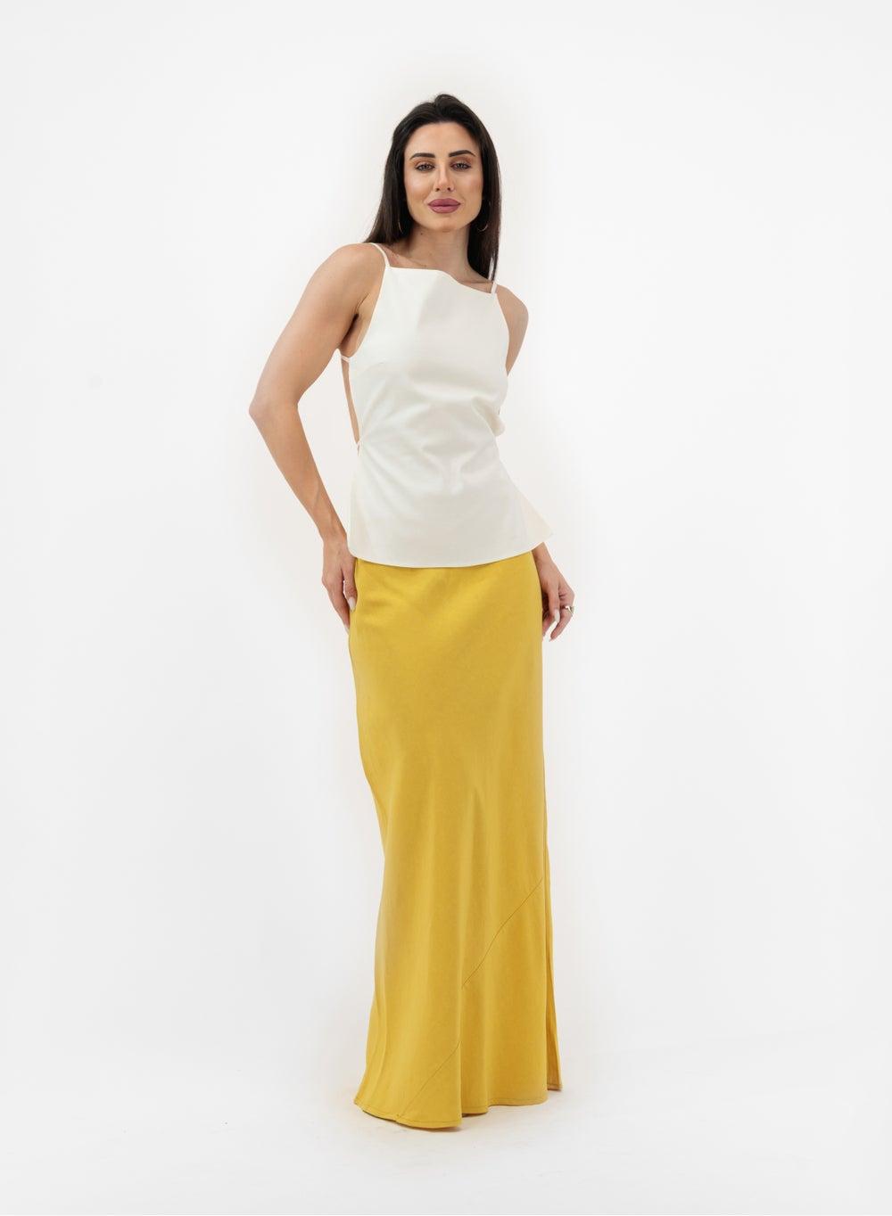 Yellow Flow Maxi Skirt – UAE Crafted Elegance - Image 1