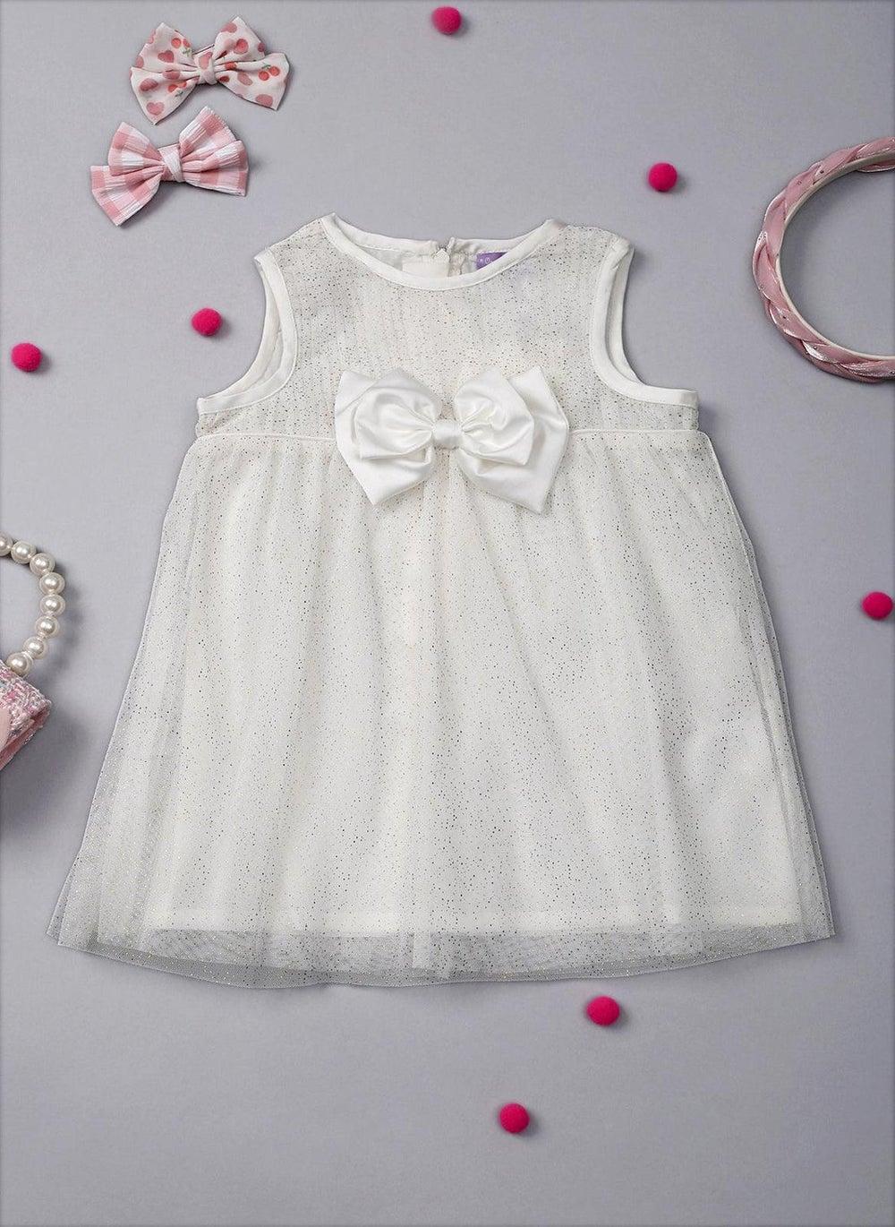 Ivory Bow Accent Fit & Flare Dress - Image 1