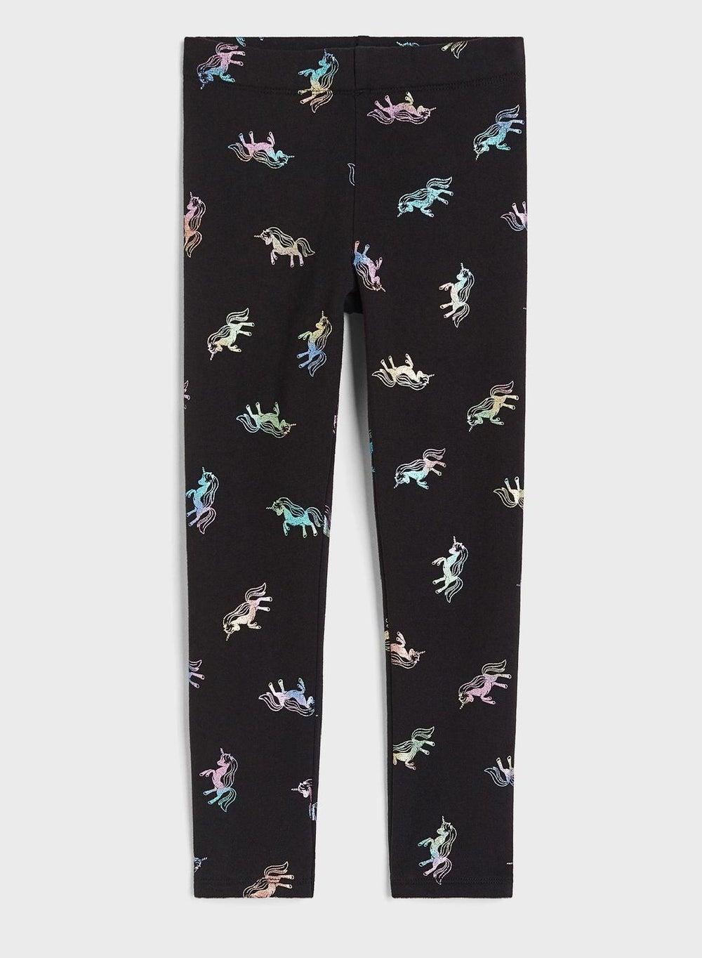 Girls Black Character Print Skinny Fit Leggings - Image 1