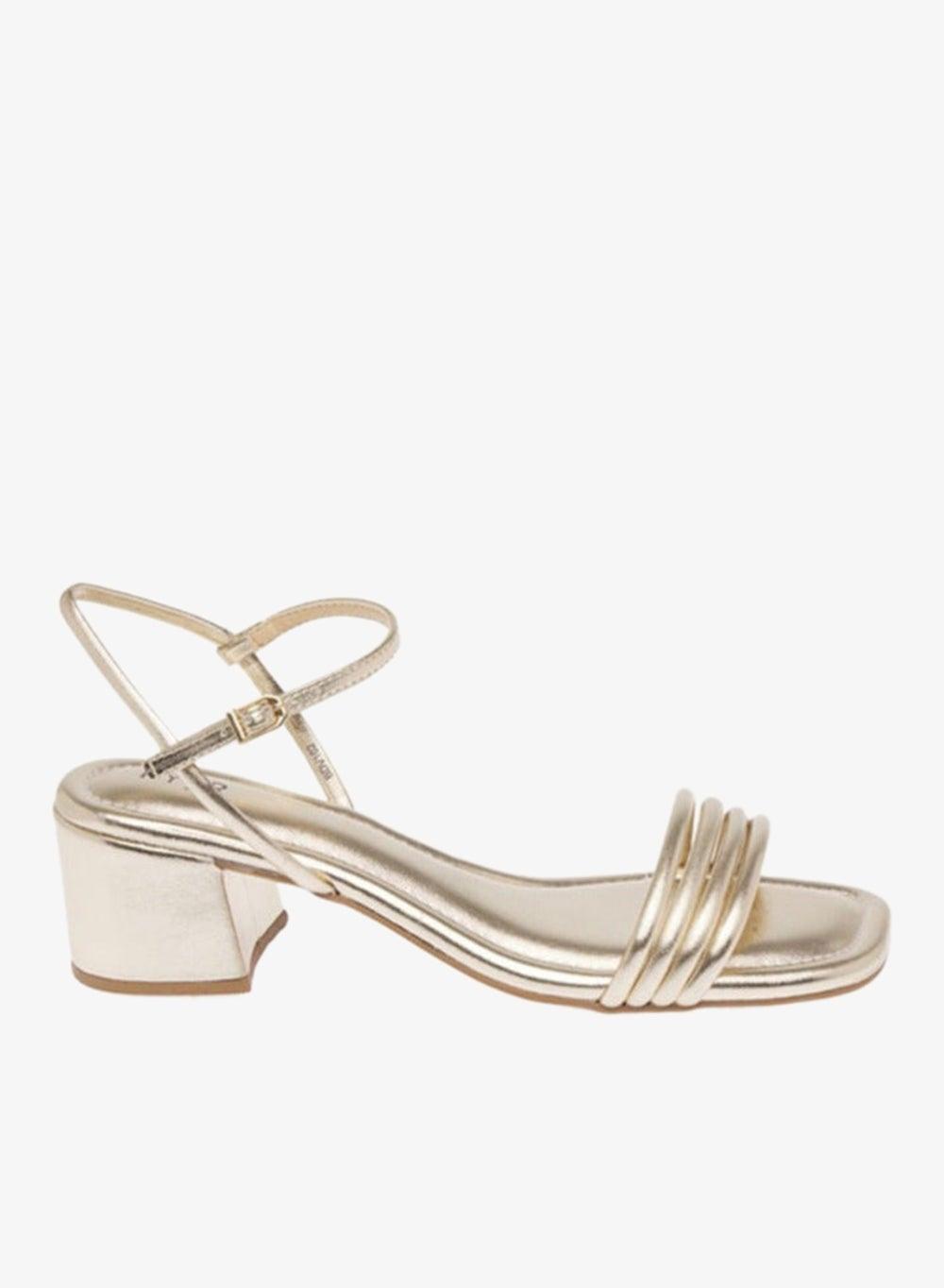 BDV 102 Gold Square-Toe Evening Sandals - Image 1