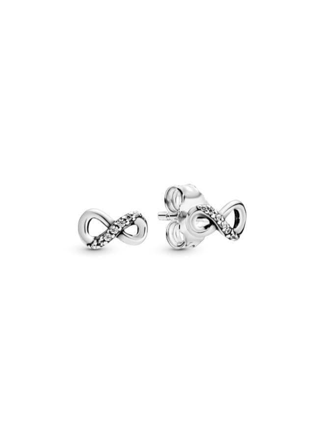 Sparkling Infinity Stud Earrings in Sterling Silver - Image 1