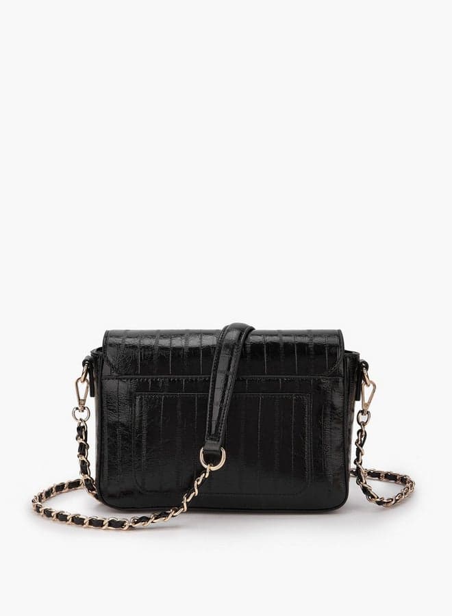 Black Textured Crossbody Bag Mtc C73252 - Image 1