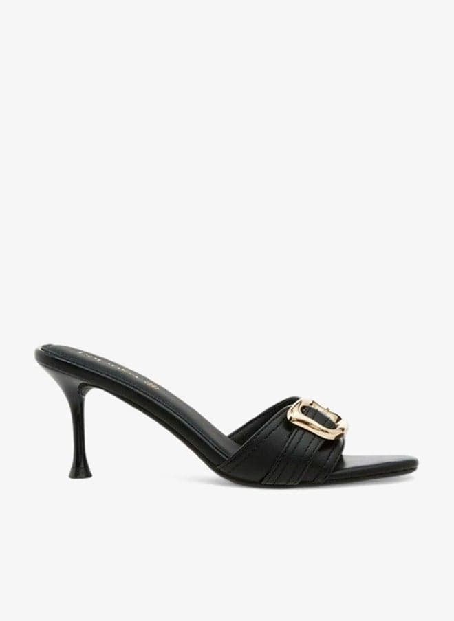 Black Buckle Accent Stiletto Heel Slip-On Sandals R25Ss03349 - Image 1