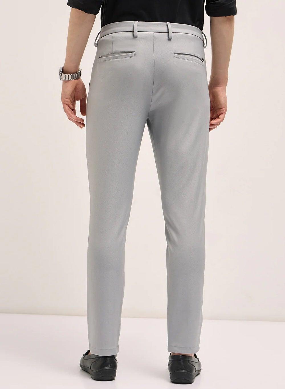 Men’s Light Grey Classic Formal Trousers Straight Fit - Image 1