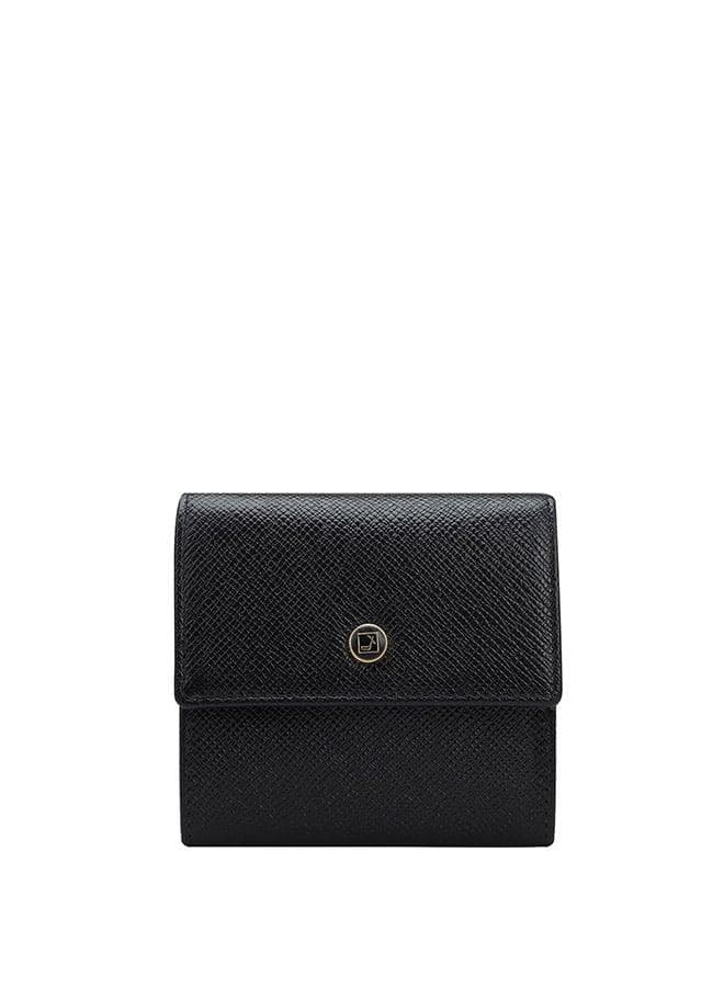 Black Genuine Leather Ladies Wallet – Textured Compact - Image 1