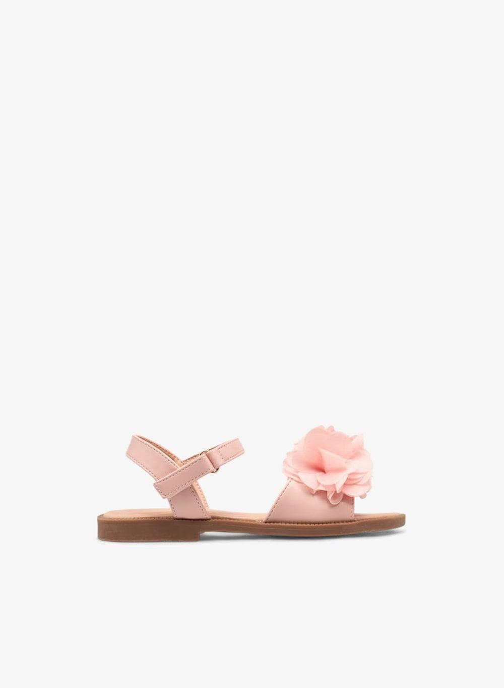 Girls Floral Accent Pink Strap Sandals Lm57 - Image 1