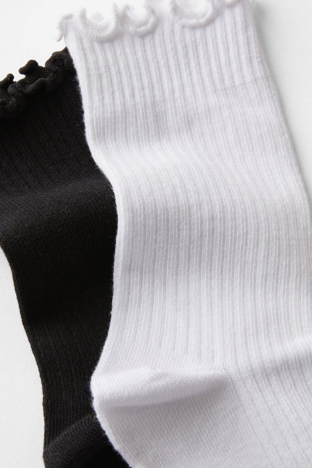 The Perfect Pair Frill Rib Socks Black White - Image 1
