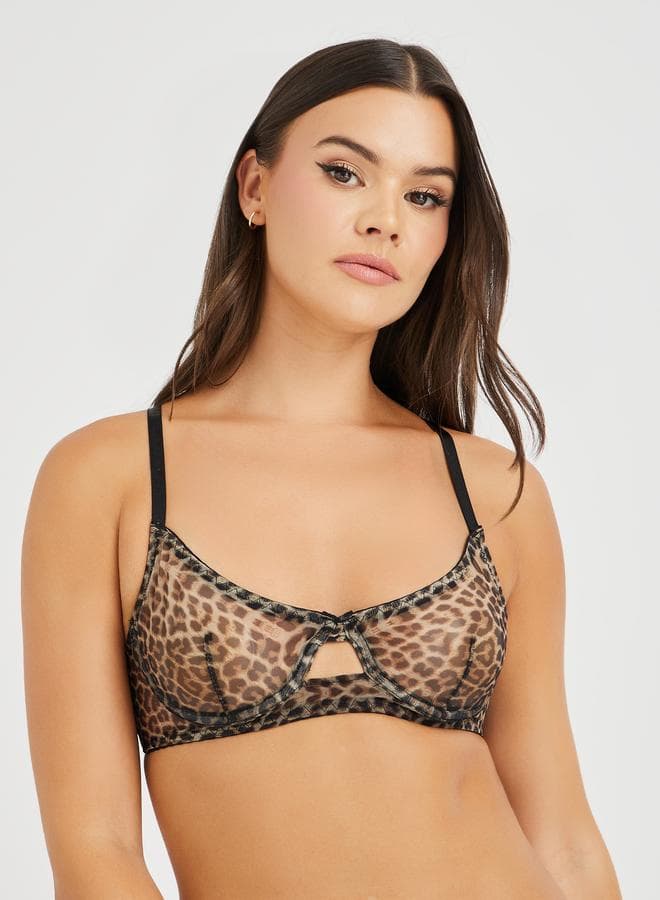 Leopard Print Wired Bra in Nylon Blend - Image 1