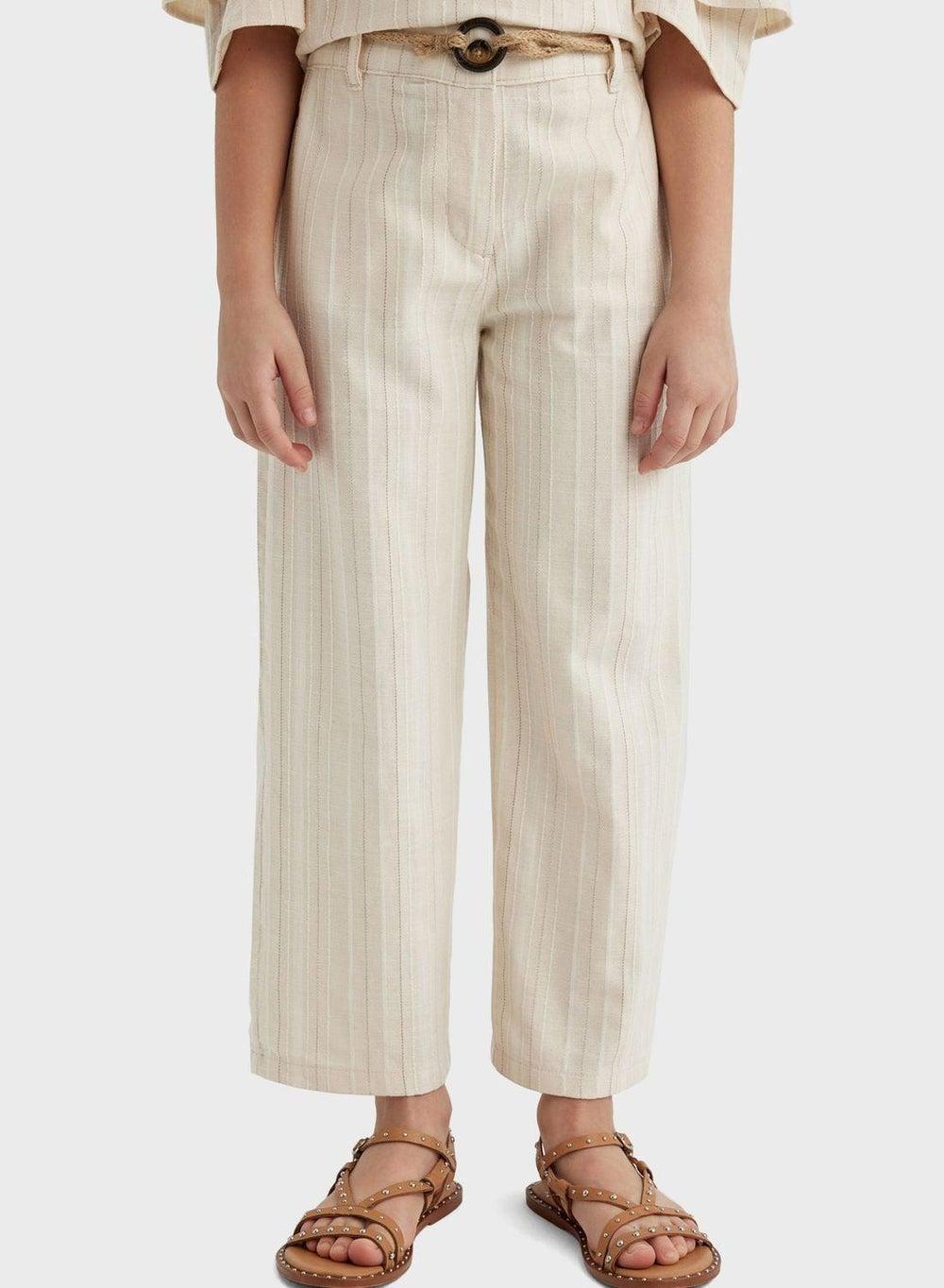 Girl’s Beige Wide Leg Cotton Trousers C1109A8 - Image 1