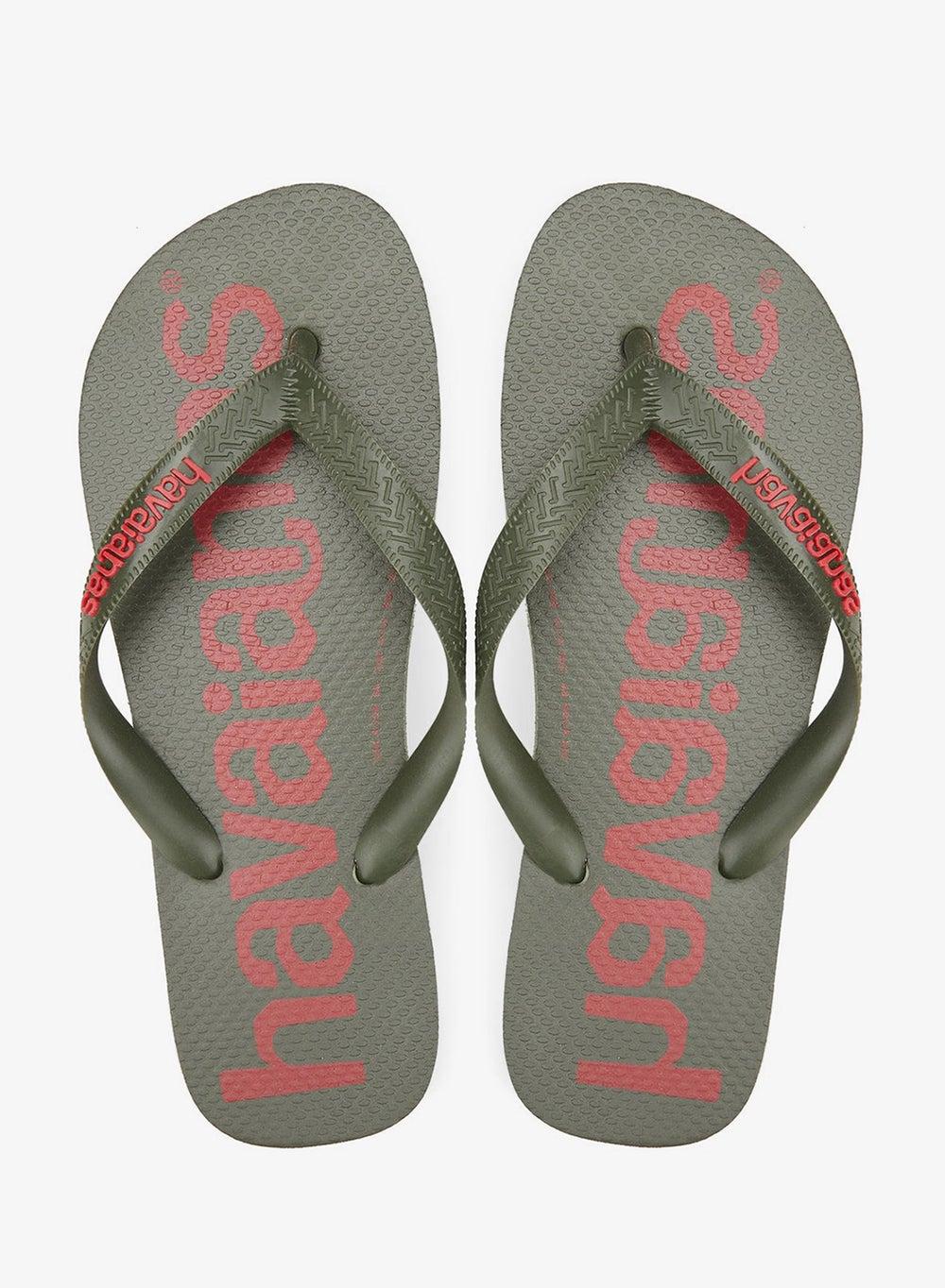 Logomania 2 Green Flip Flops - Image 1