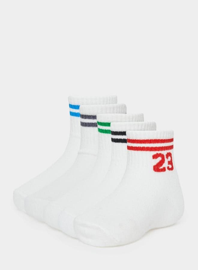 Pack of 5 Double Striped Boys Socks 2111348420 - Image 1