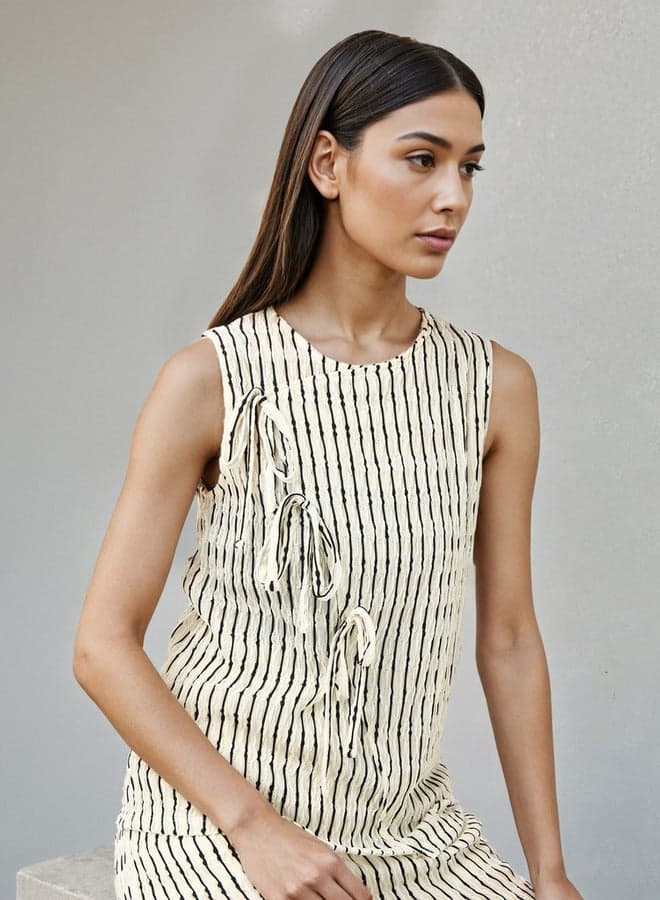 2Xtremz Textured Beige Sleeveless Top - Image 1