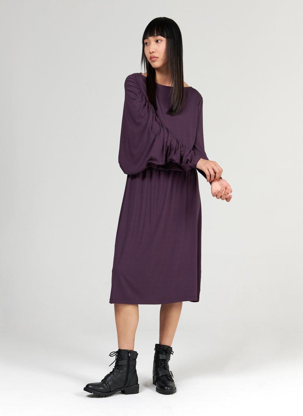 Asymmetric Batwing Sleeve Maxi Dress - Image 1