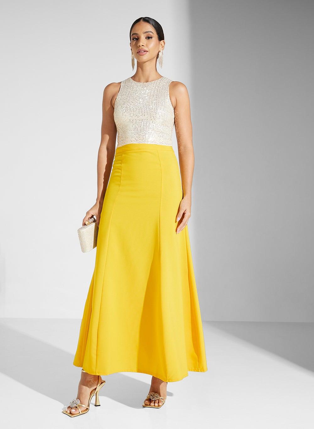 Yellow Maxi Skirt UAE Classic Polyester Fit - Image 1