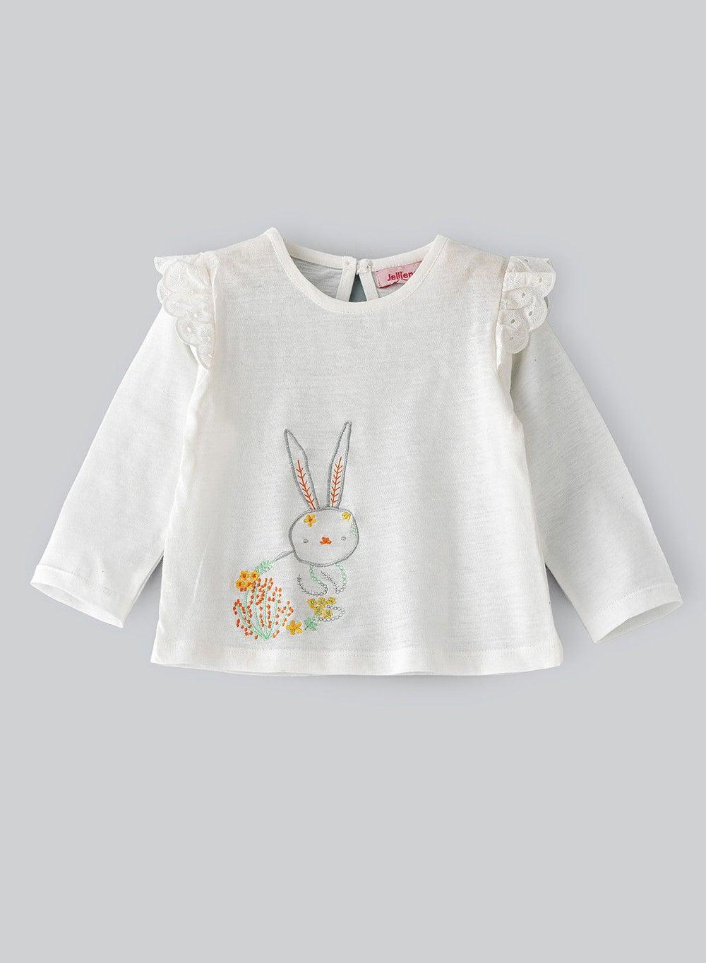 Gling W201 Girls White Printed Knit T-Shirt - Image 1