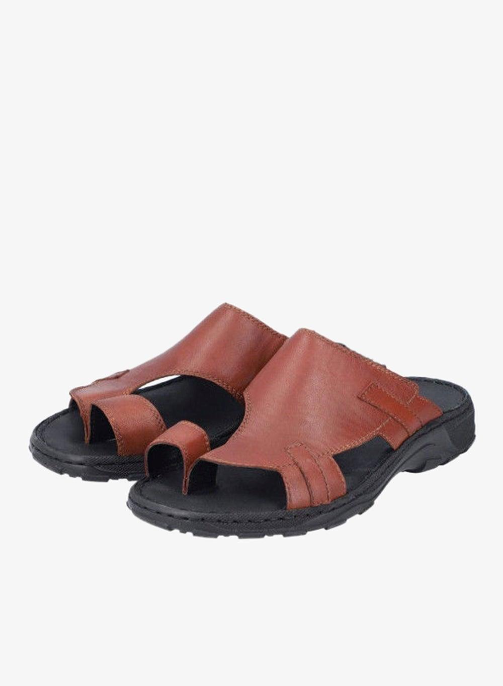 Rieker Lugano 26080-23 Brown Leather Men’s Sandals - Image 1