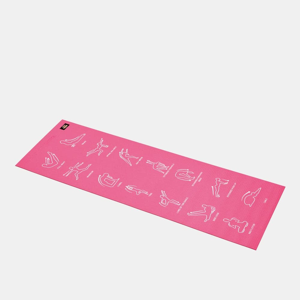 Instructional Yoga Exercise Mat 4mm Non-Slip Pink - Image 1