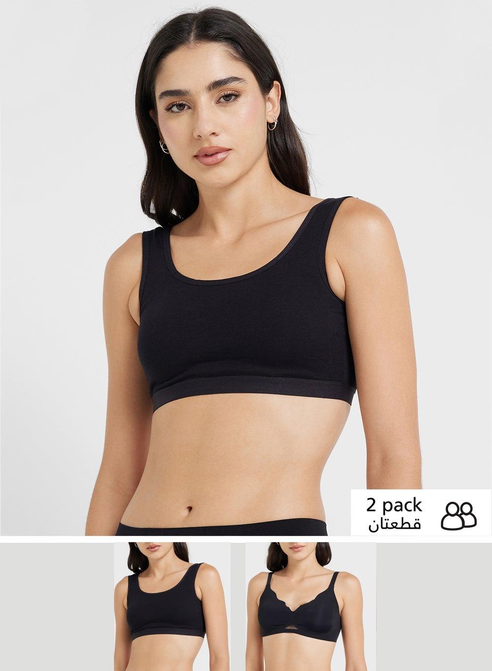 9932 Black Dual Bralette Set - Image 1