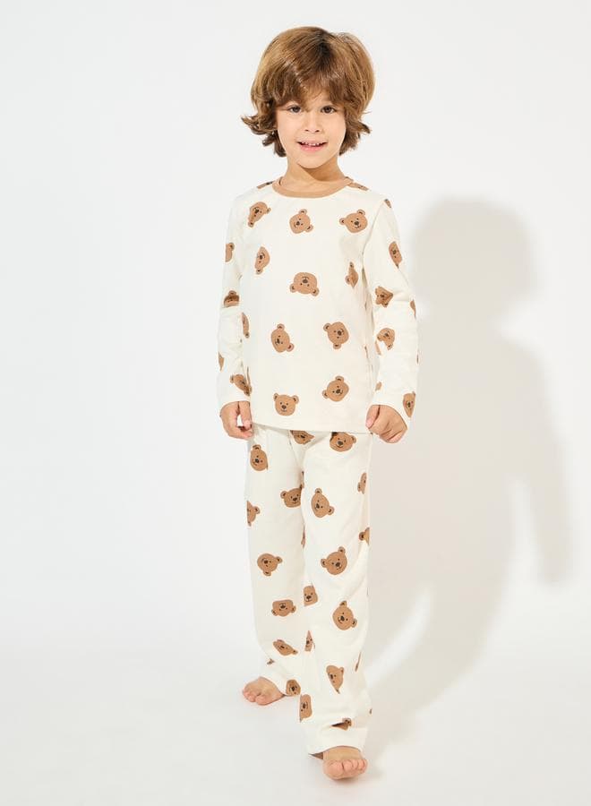 Bear Pattern Boys Pyjama Sweatshirt Set 2111892002 - Image 1