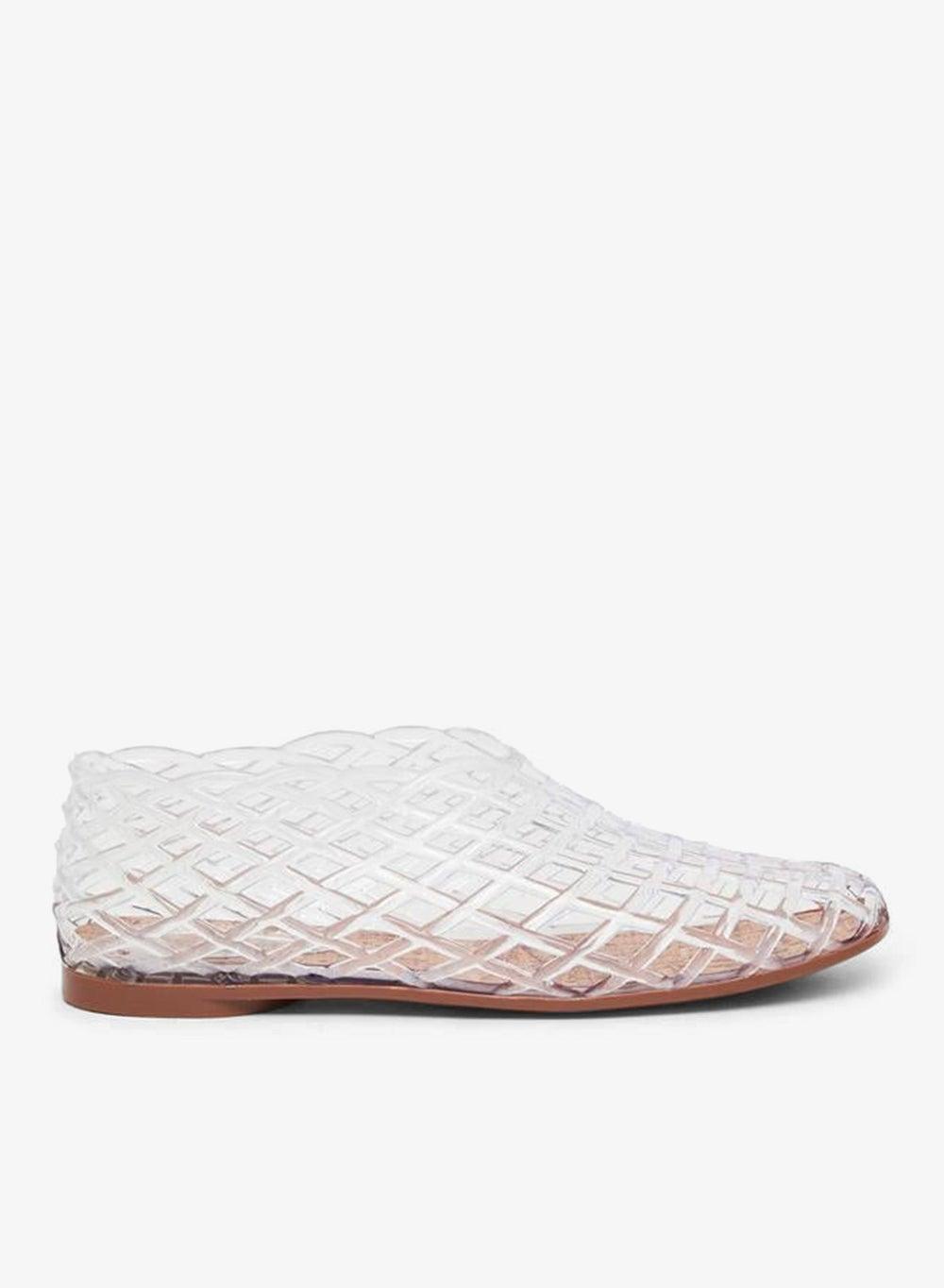 Styli White Textured Jelly Square-Toe Ballet Flats - Image 1