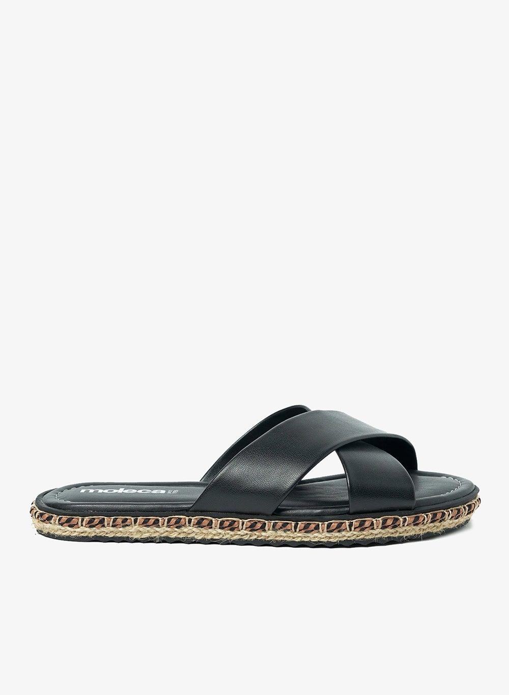 Black Slip-On Flat Sandals for Women Brazil - Image 1