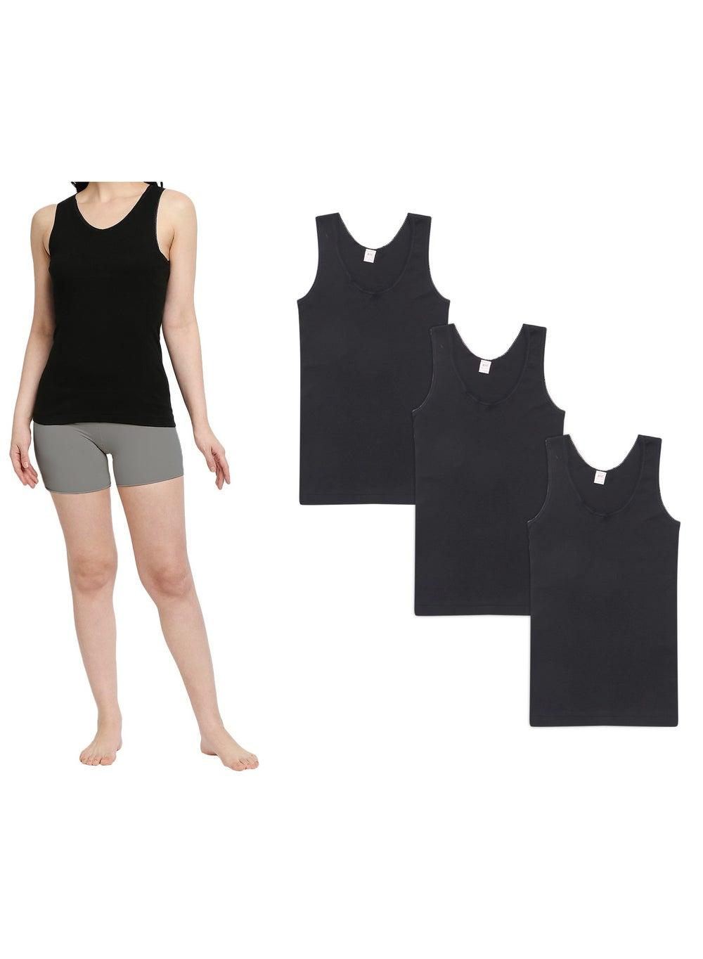 BYC Girls Black Cotton Vest Pack of 3 Jfa202Gb - Image 1