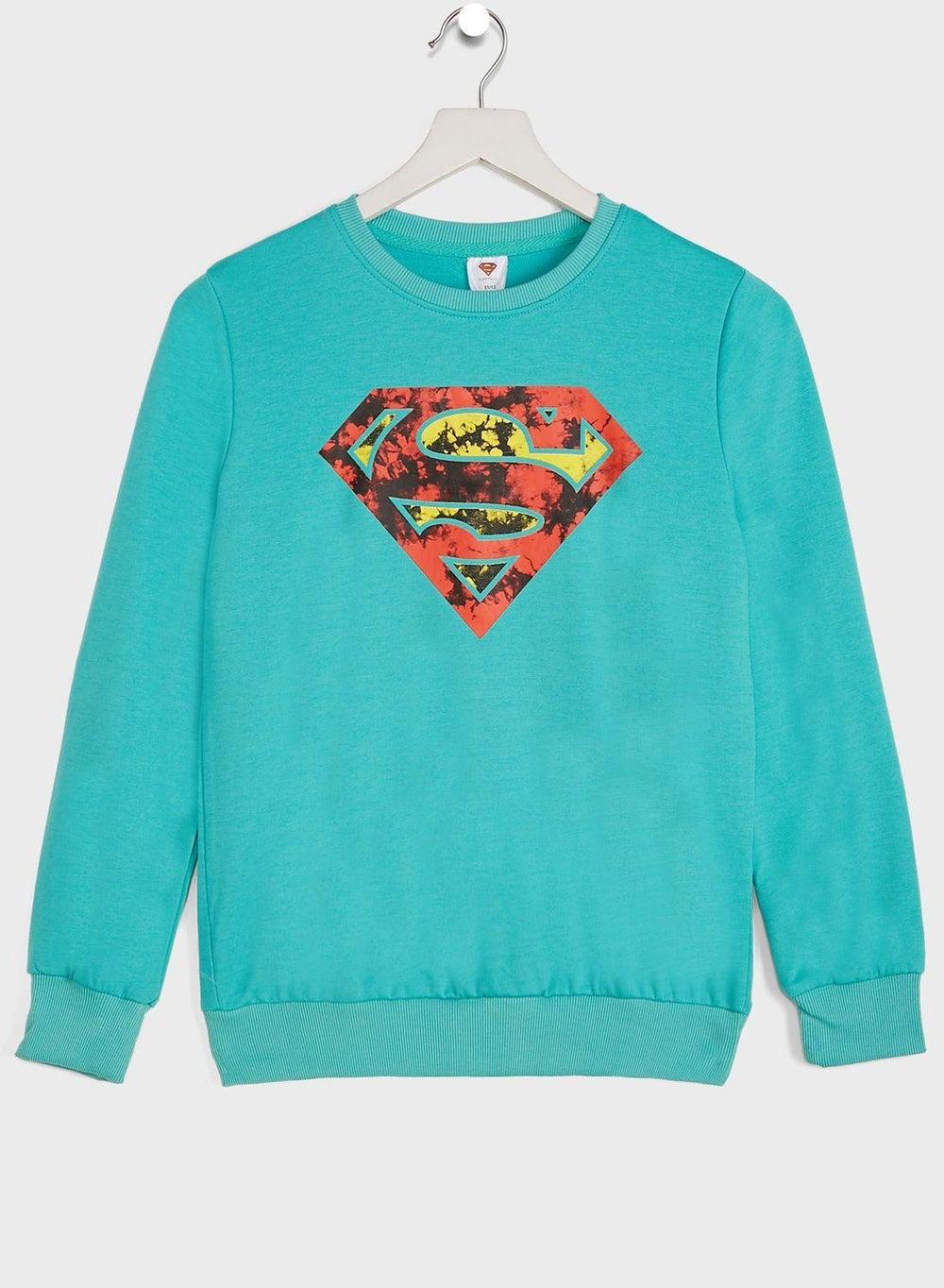 Youth Superman Logo Crew Neck Sweatshirt - Image 1