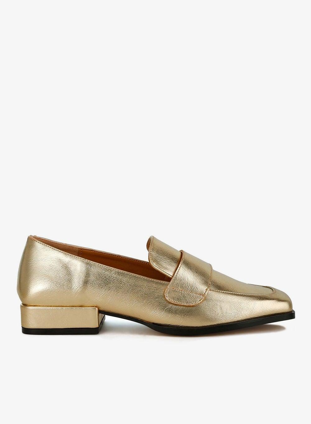 Sh4831 Gold Metallic Penny Loafers - Image 1