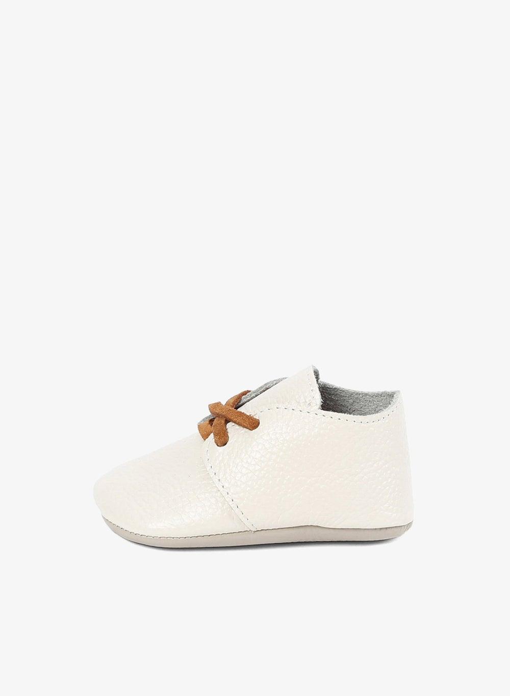 White Baby Genuine Leather Moccasins – Turkish Handcrafted - Image 1
