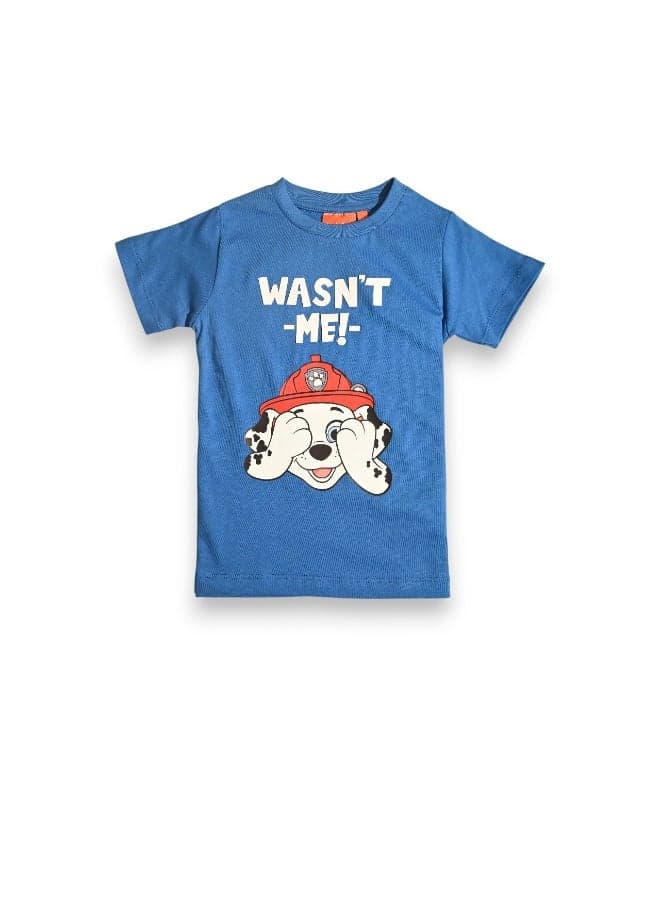 Paw Patrol Boys Blue Cotton Short Sleeve T-Shirt - Image 1